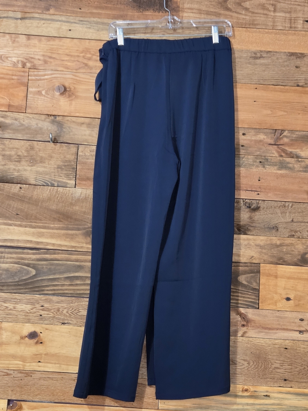 NWT Halara Wrap Tie Side Zip High Rise Wide Leg Career Pants Navy L Petite - Picture 5 of 9